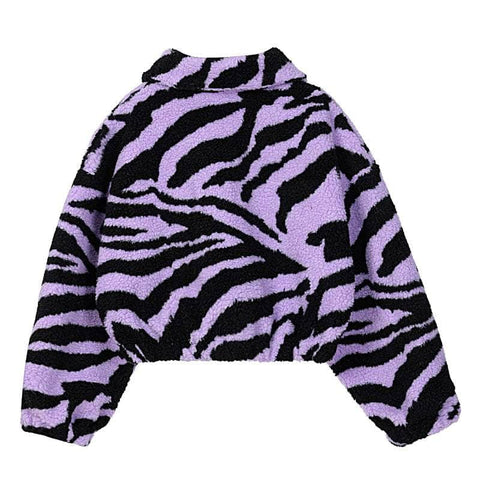 Zebra Faux Wool Short Coat