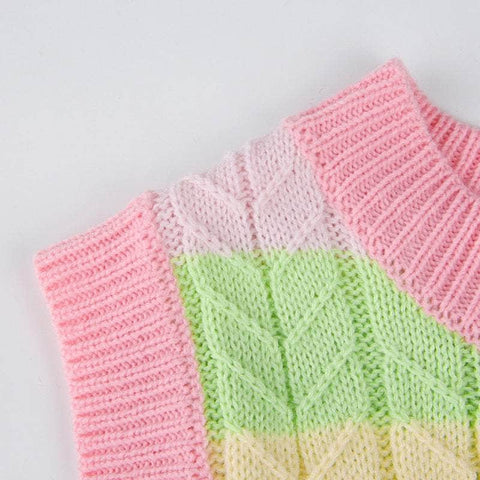 Rainbow Striped Sleeveless Sweater