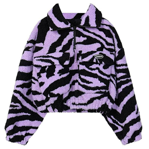 Zebra Faux Wool Short Coat