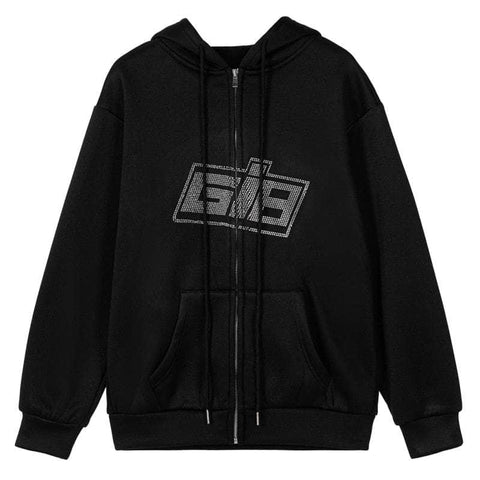 Rhinestone Jacket Zipper Black 22, 24, 25 Inches Open Bottom — ZipUpZipper