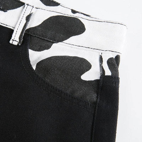 Patchwork Cow Print Jeans