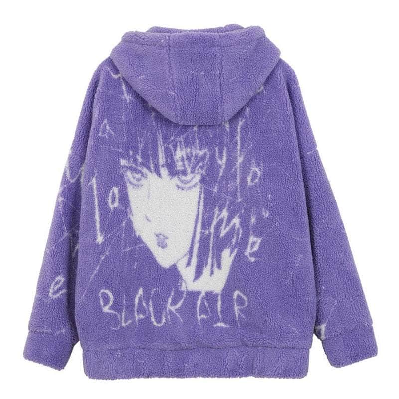 Sherpa Thick Hooded Anime Jacket