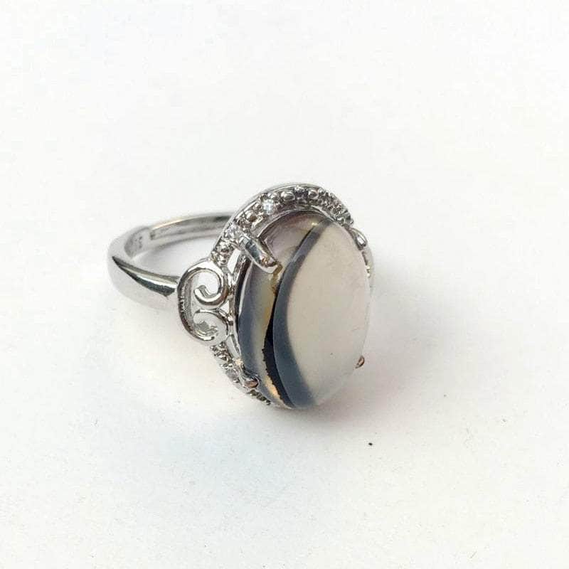 CHARMIEZZ Silver Plated Oval Crystal Chalcedony Ring