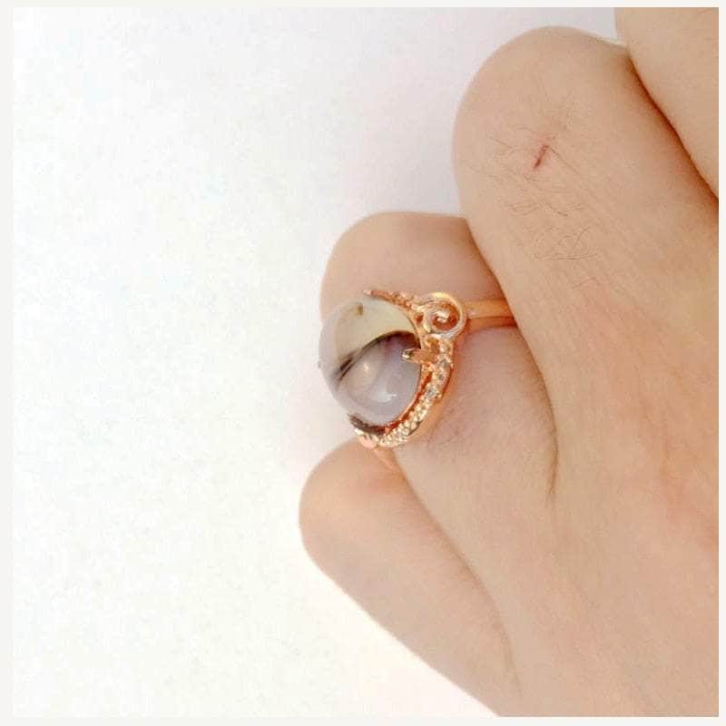 CHARMIEZZ Silver Plated Oval Crystal Chalcedony Ring