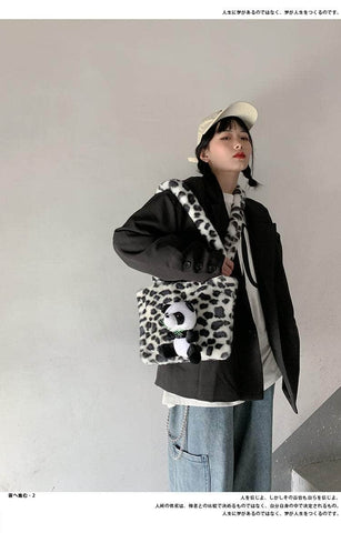 Leopard Pattern Furry Bag