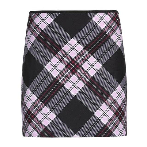 the st Checkered High Waisted Short Skirt