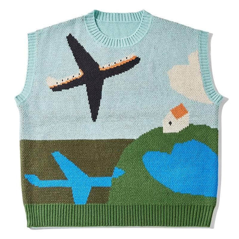 Knitted Airplane Jumper Sweater