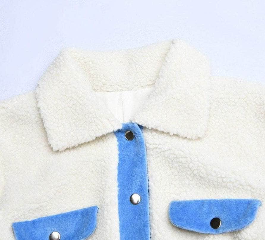 Faux Lamb Wool Button  Fleece Jacket