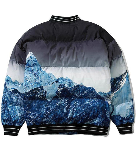 Snow Mountain Wonderland Embroidery Winter Jacket Padded Coat