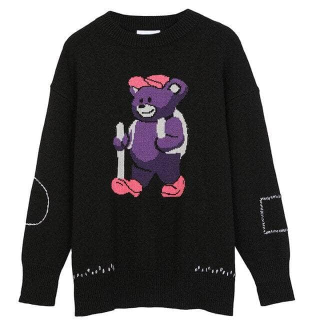 Bear  Knitted Retro Sweater