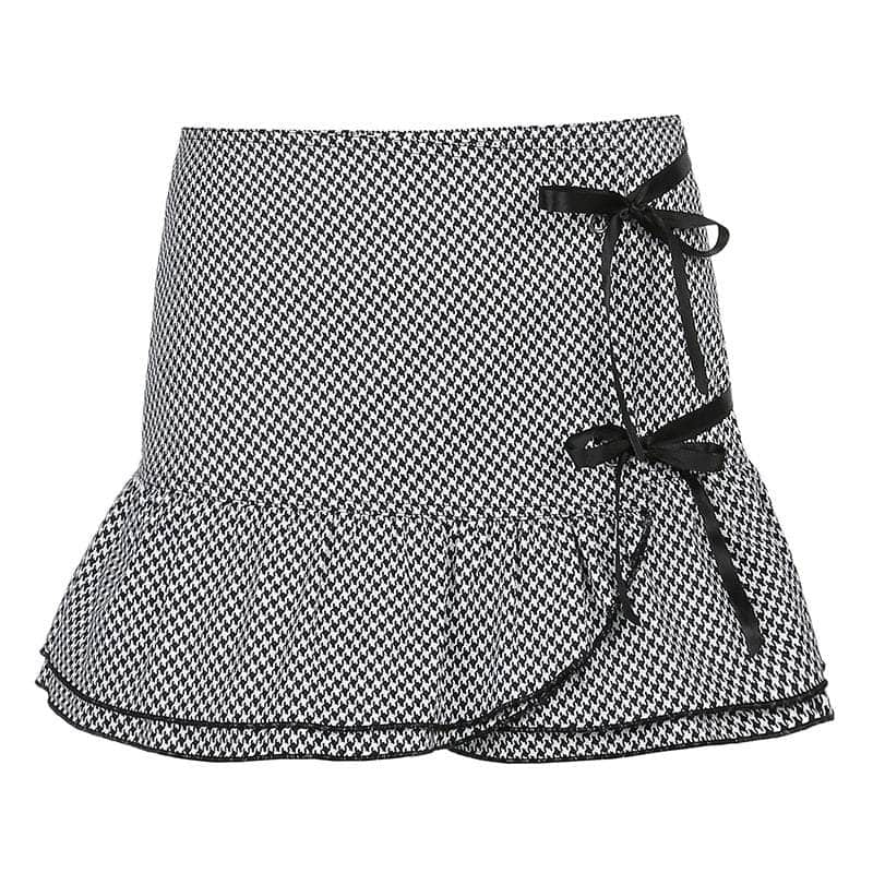 Ruffles Houndstooth Skirt