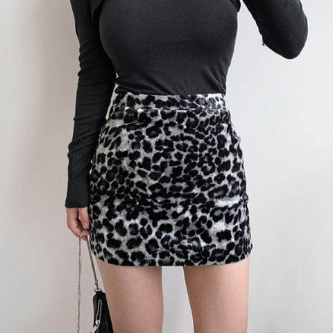 Velvet LEopard Mini Skirt