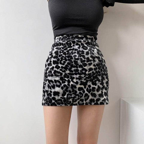 Velvet LEopard Mini Skirt