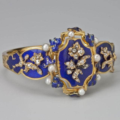 CHARMIEZZ Vintage Blue Enamel Flower Ring