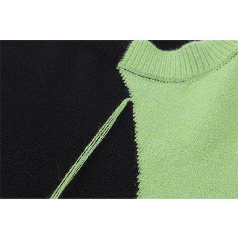 Patchwork Woolen Colorblocks Sweater