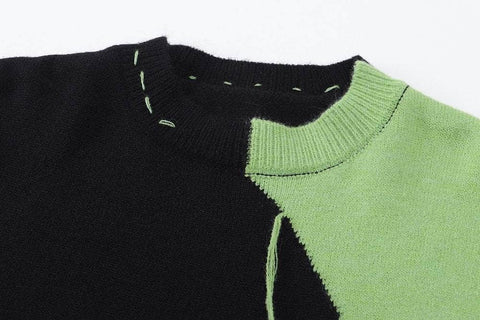 Patchwork Woolen Colorblocks Sweater