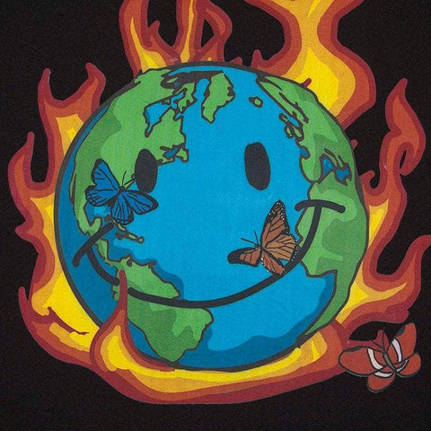 Double-Sided World On Flame Graphical Tee