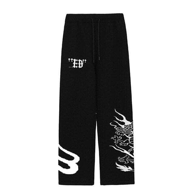 Dragon Knitted Wide Pants