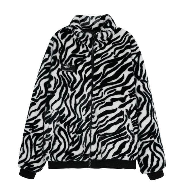 Zebra Plush Zipper Jacket