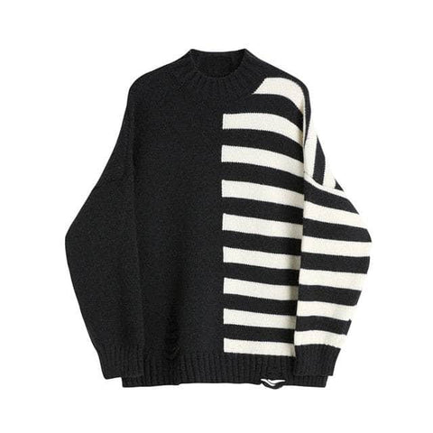 Patchwork Striped Knitted Sweater