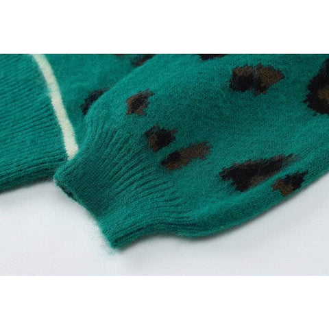 Vintage Knitted Green Leopard Sweater