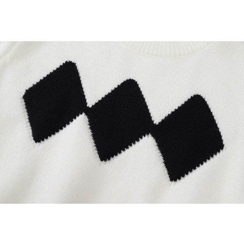 Argyle Puff Knitted Sweater