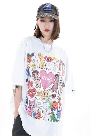 Double-Sided H0PE Colorful Graphical Tee