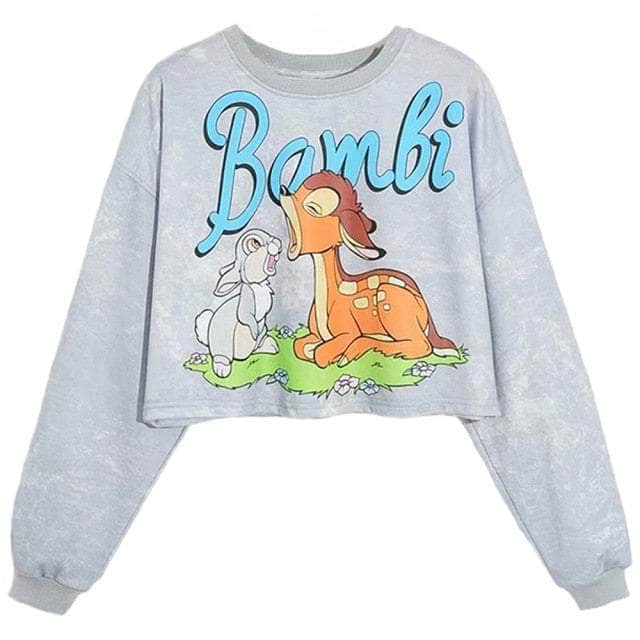 Disney Bambi Deer Rabbit Thumper Crop Sweatshirt