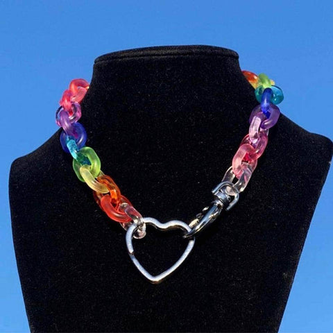 Colorful Chain Heart Necklace