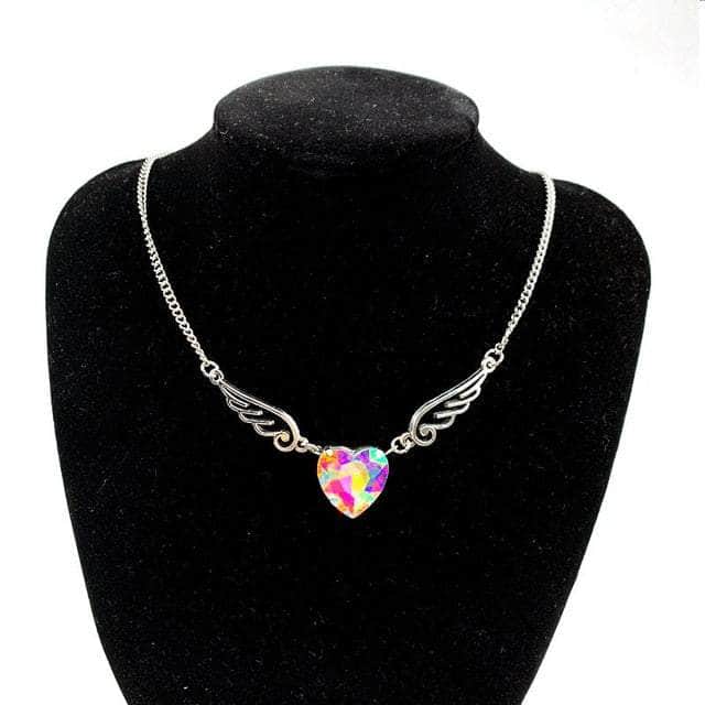 CHARMIEZZ Shining Wings Heart Blade Metal Pendant Necklace