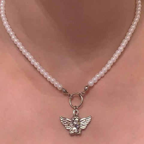 Pearl Cupid Pendant ANGEL Necklace