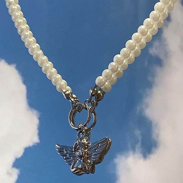 Pearl Cupid Pendant ANGEL Necklace