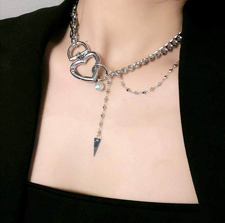 Heart Triangle Tassel Pendant Necklace