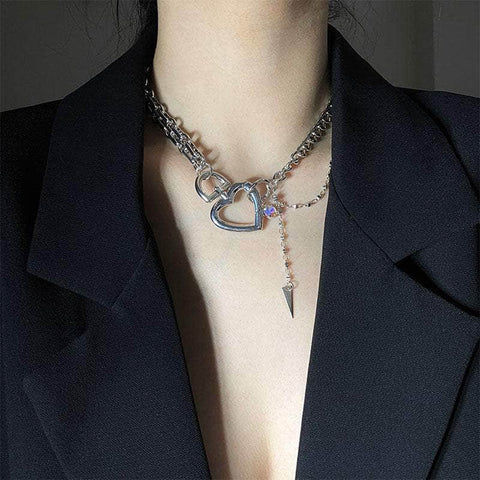 Heart Triangle Tassel Pendant Necklace