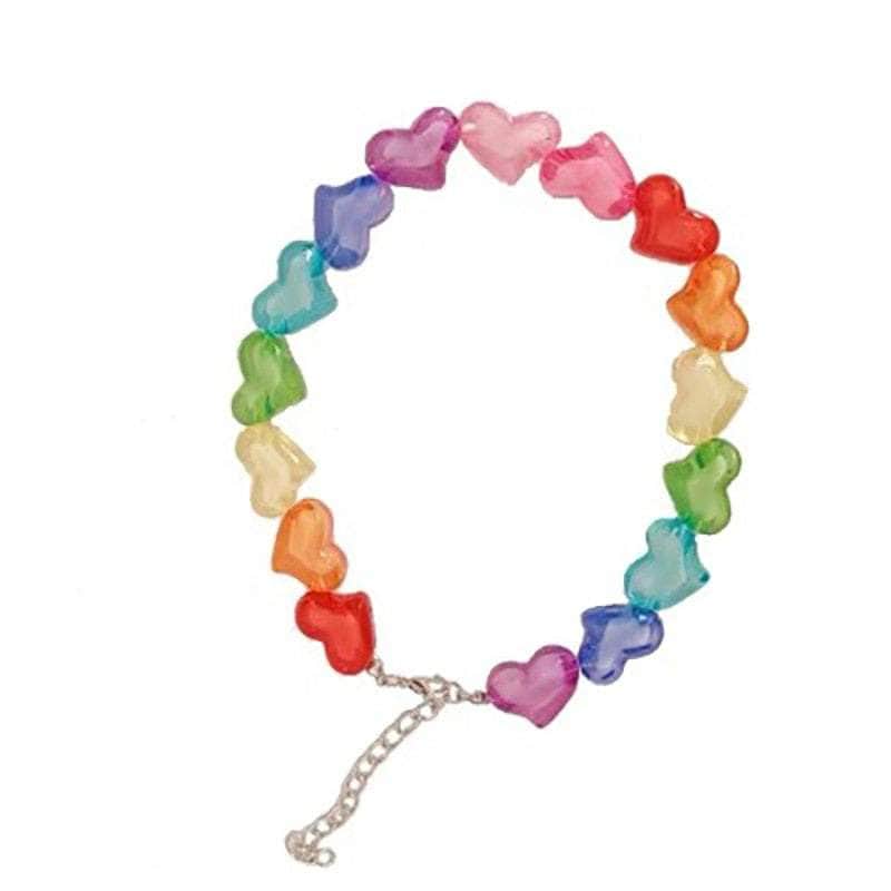 CHARMIEZZ Colorful Transparent Heart Metal  Necklace