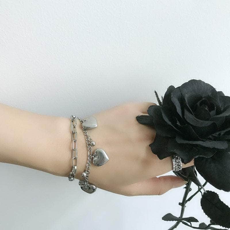 CHARMIEZZ Black Rose Two-layers Chain Bracelet