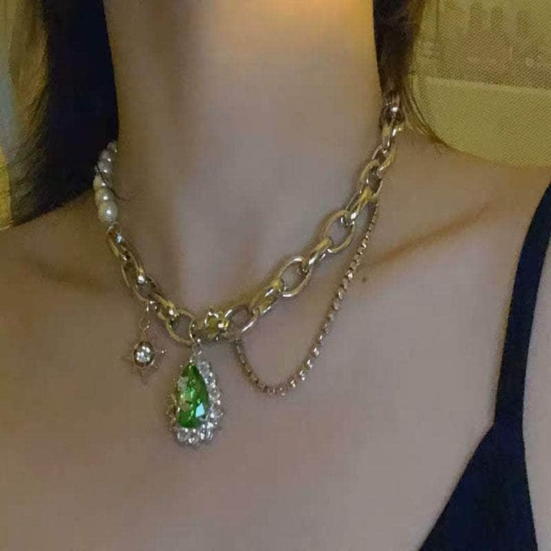 Green Crystal Pendant Necklace