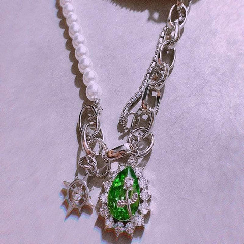 Green Crystal Pendant Necklace