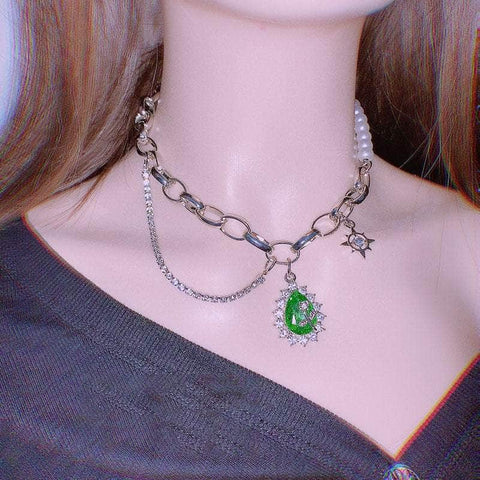 Green Crystal Pendant Necklace