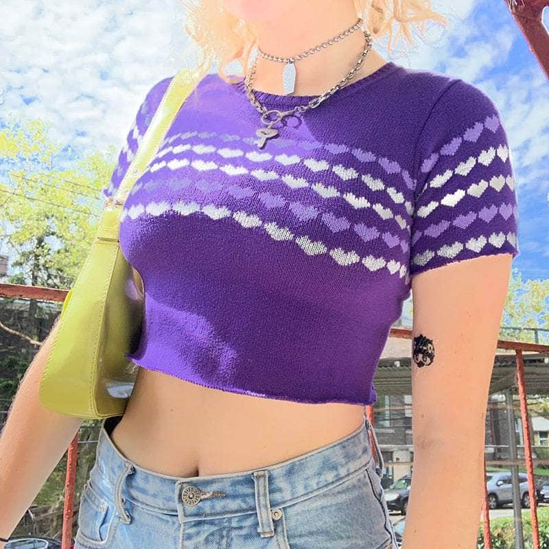 Hearts Knitted Crop Top