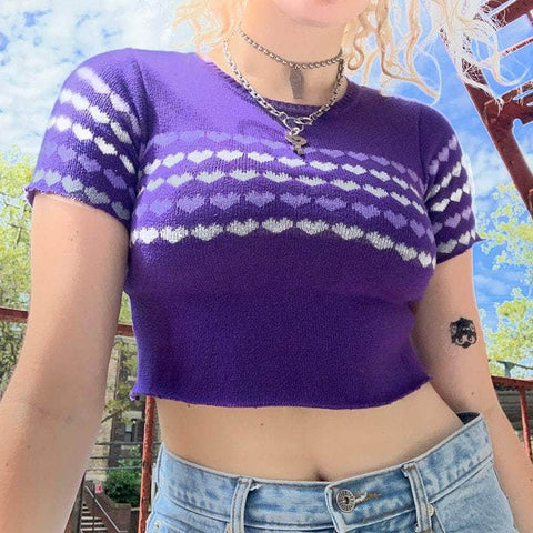 Hearts Knitted Crop Top