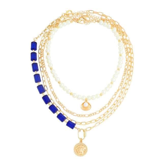 Bohemia Gold Multilayers Natural Stone Beads Necklace