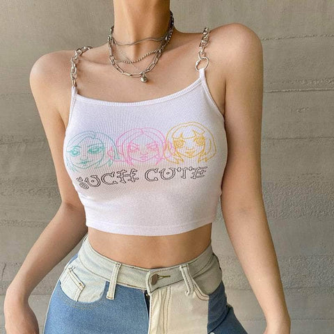 Chain Strappy Sleeveless SC Crop Top