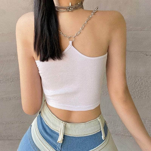 Chain Strappy Sleeveless SC Crop Top