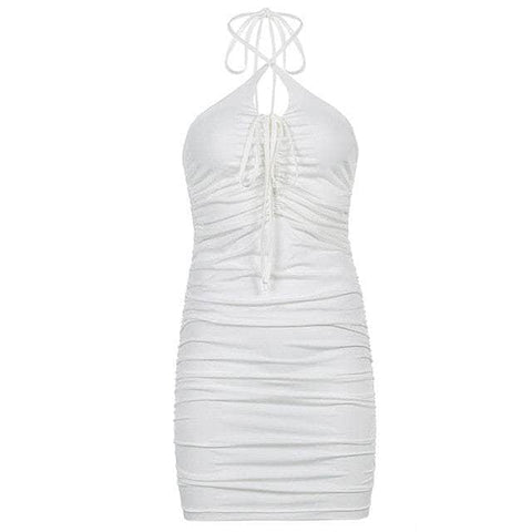 Crystal Hollow Out Halter Dress