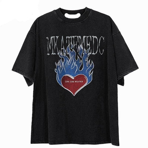 Washed Flame Heart Retro Tee