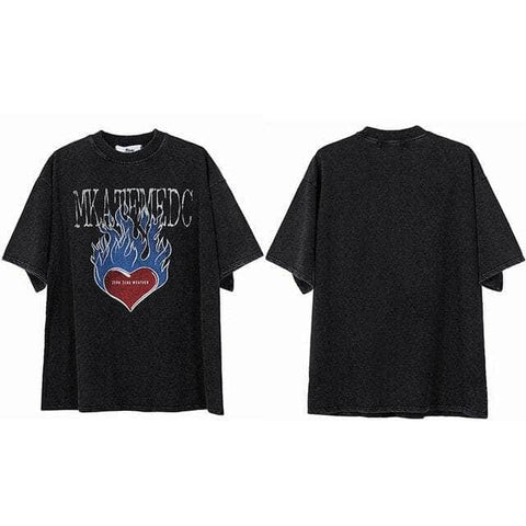 Washed Flame Heart Retro Tee