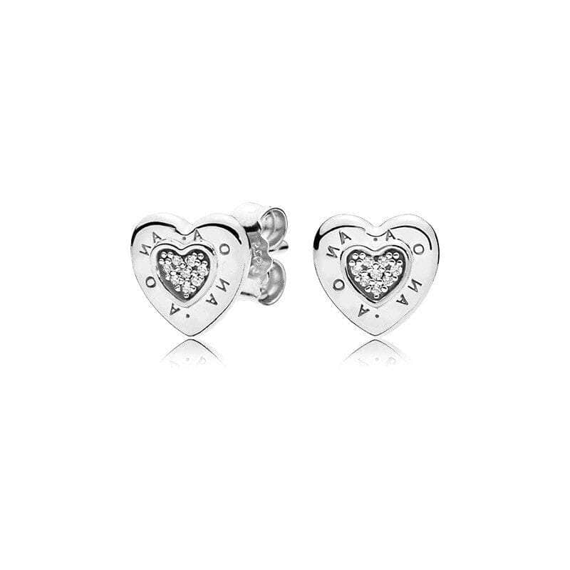 S925 Silver Stud Sterling Heart Earrings