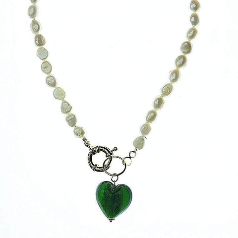 Handmade Baroque Pearl Crystal Heart Necklace