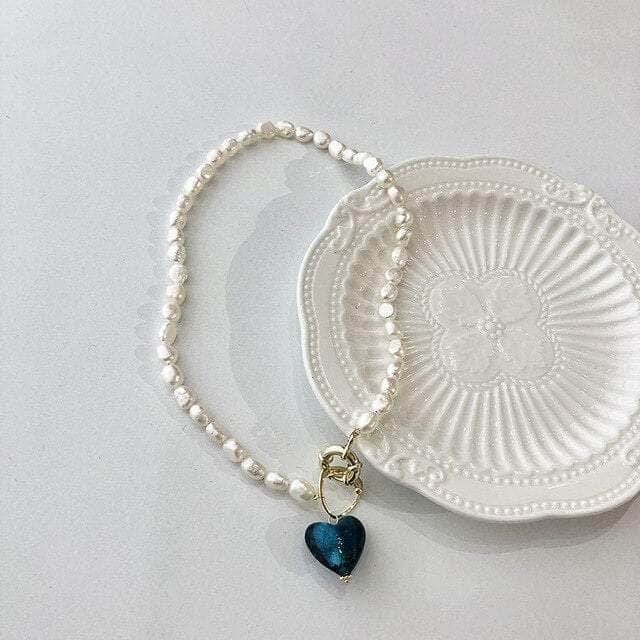 Handmade Baroque Pearl Heart  Necklace